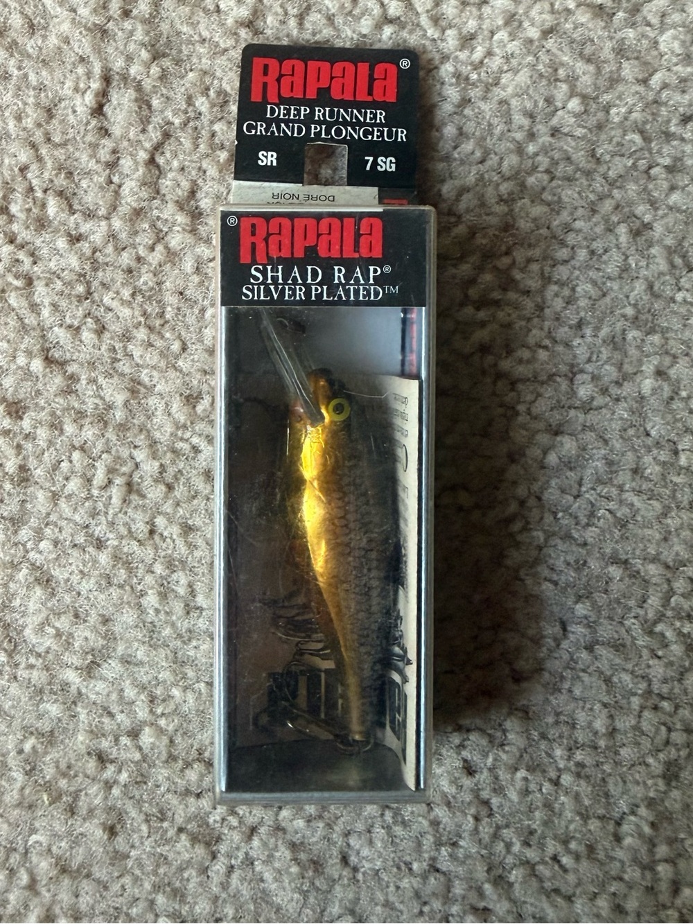 Rapala Vintage Shad Rap SR7 SG Deep Runner Silver Plated Balsa Crankbait Lure